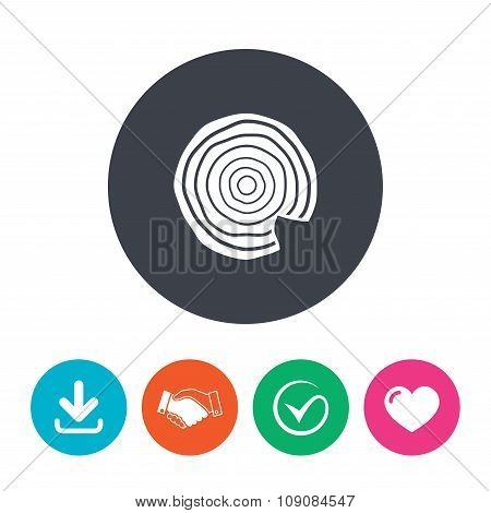 Wood sign icon. Tree growth rings.