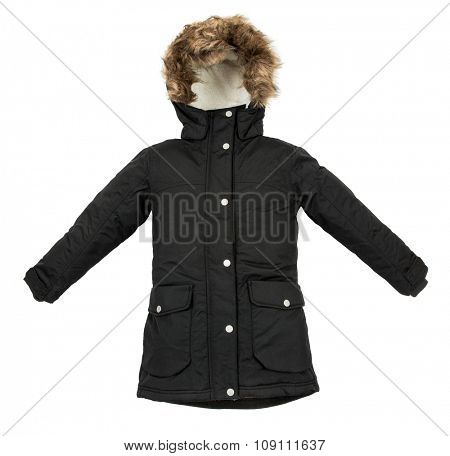 Childrens Women winter jacket isolated on white background.