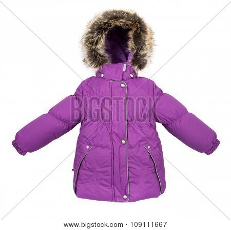 Childrens Women winter jacket isolated on white background.