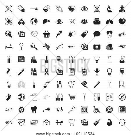 Health Care 100 Icons Set For Web