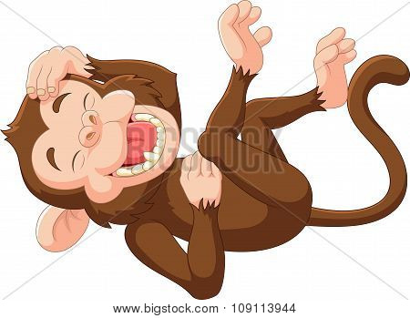 Cartoon funny monkey laughing