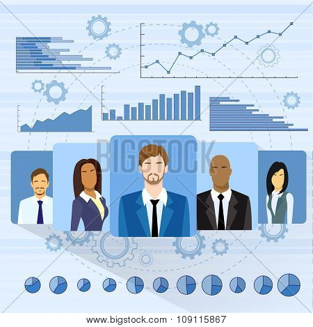 Business People Profile Icon Over Graph Set Finance Diagram Infographic Hand Draw Icon Sketch Financ