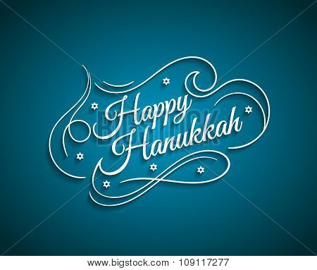 Happy Hanukkah inscription greeting card with hand-drawn typography calligraphy old design.Beautiful