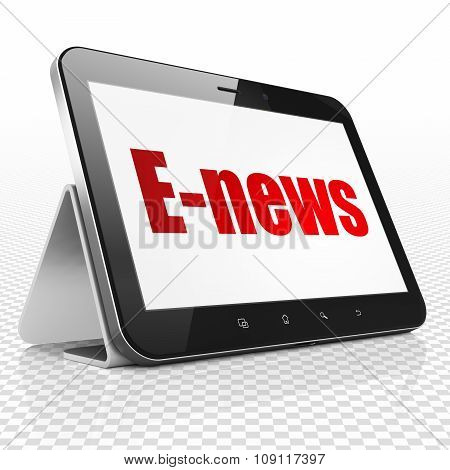 News concept: Tablet Computer with E-news on display