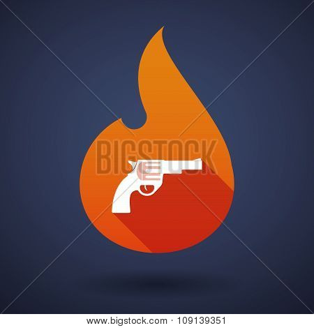Long Shadow Vector Flame Icon With A Gun