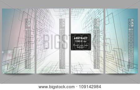 Set of modern vector flyers. Abstract background, digital technologies, cyber space