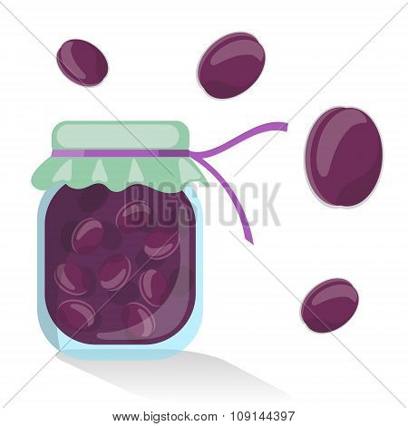 Vector isolated plum jam with plums