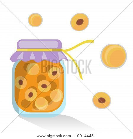 Vector isolated abricot jam with abricots