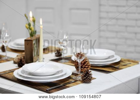 Beautiful table setting with natural eco materials