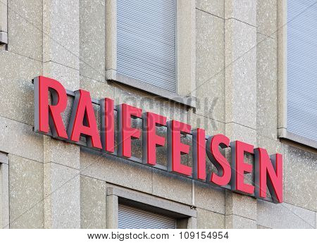 Raiffeisen Sign On A Building Wall