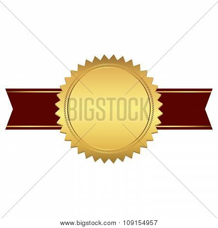 Gold Button With Ribbon