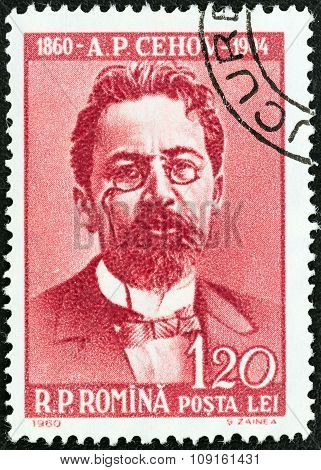 ROMANIA - CIRCA 1960: Stamp shows Anton Chekhov (writer, birth centenary)