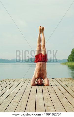Man Doing Headstand