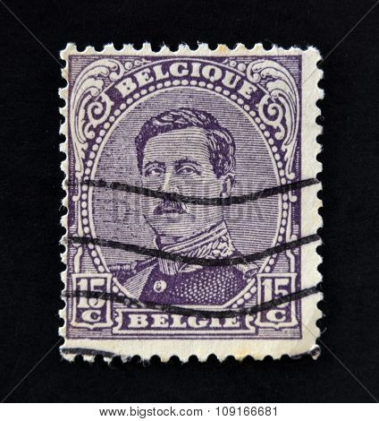 BELGIUM - CIRCA 1919: A stamp printed in Belgium shows image of King Albert I