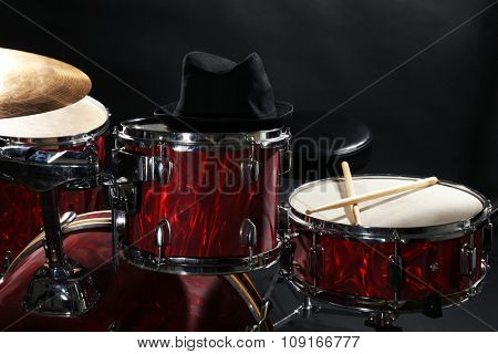 Drum set on a stage