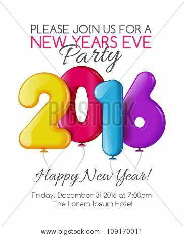 Invitation to New Year party with color balloons