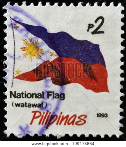 PHILIPPINE - CIRCA 1993: A stamp printed in Philippine shows flag circa 1993