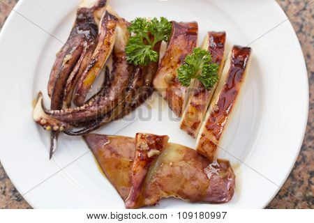 Whole Cooked Squid Calamari