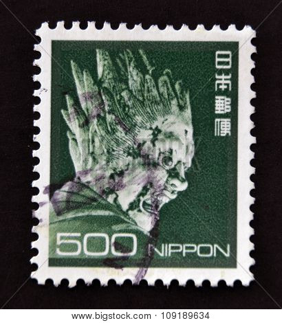 JAPAN - CIRCA 1980: stamp printed in Japan shows Sculpture of Bazara (Meikira) circa 1980