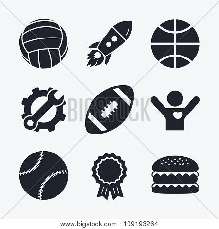 Sport balls. Volleyball, Basketball, Baseball.