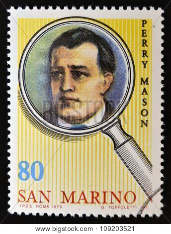 SAN MARINO - CIRCA 1979: A stamp printed in San Marino shows Perry Mason circa 1979