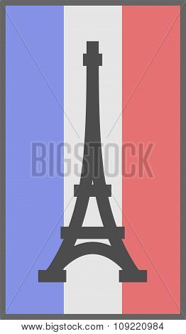 Paris symbol on flag of France background