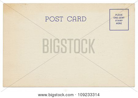 Back of vintage blank postcard