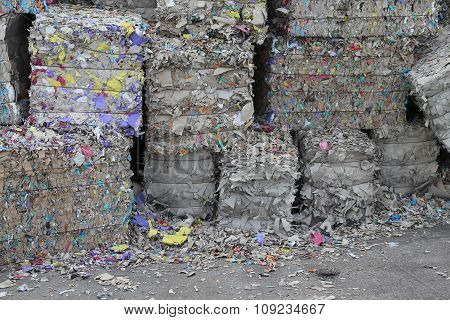Heaps Of Waste Paper In The Paper Mill