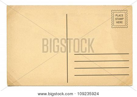 Back of vintage blank postcard