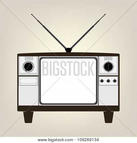 Vintage Old Television With Balnk Display No Signal. Vector Illustration In Flat Design.