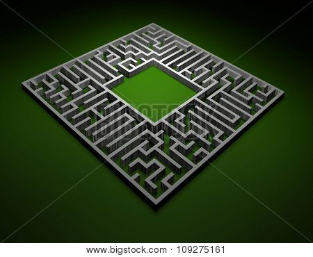 Labyrinth. 3D render of Labyrinth or maze. Puzzle concept.