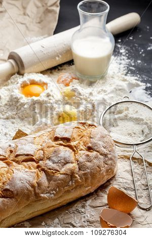 Homemade Bread, Yolk, Flour, And Milk