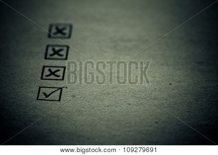checklist! True and false concept