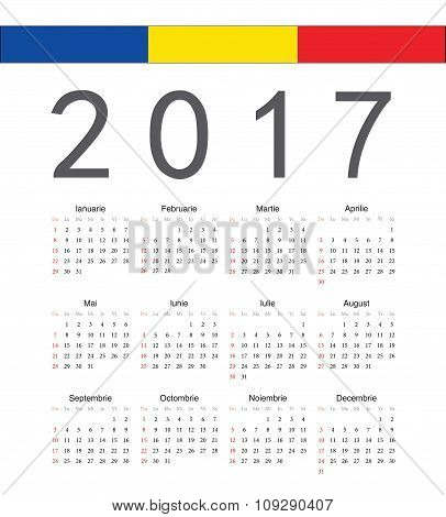 Square Romanian 2017 Year Vector Calendar
