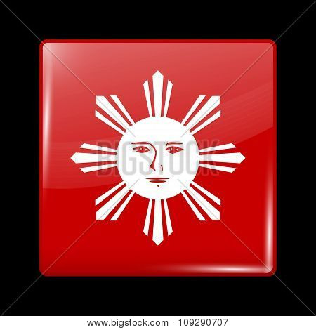 Philippines Variant Flag. Glassy Icon Square Shape