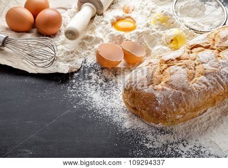 Fresh Homemade Bakery With Ingredients
