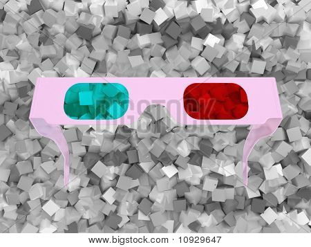 Occhiali 3D e cubetti di grigi