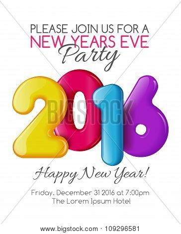 Invitation to New Year party with color numbers