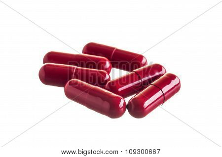 A Macro Shot Of Medicines, Red Capsules