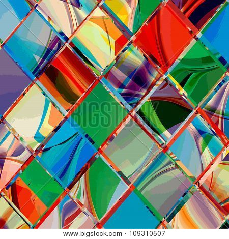 Grunge checkered colorful geometrical diagonal composition