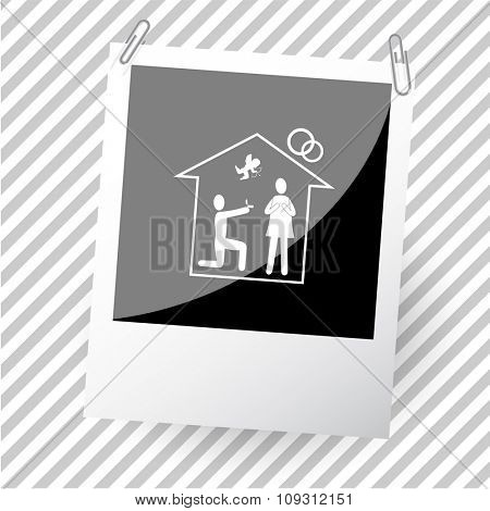 home affiance. Photoframe. Raster icon.