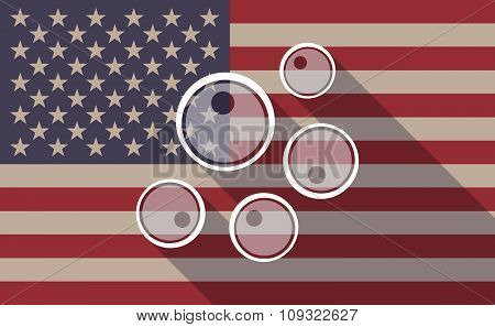 Long Shadow Vector Usa Flag Icon With Oocytes
