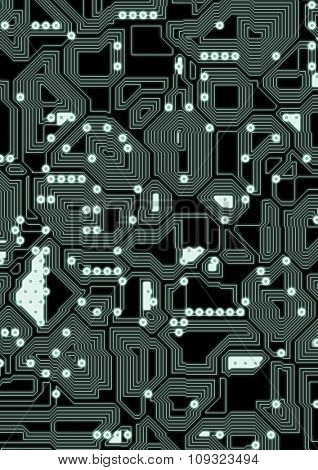 Artificial glowing cyber circuit illustration