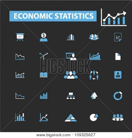 economic statistics, analytics  icons, signs vector concept set for infographics, mobile, website, application
