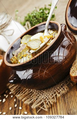 Soup With Pickles And Barley