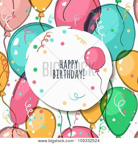 Vector Birthday Card With Seamless Pattern.