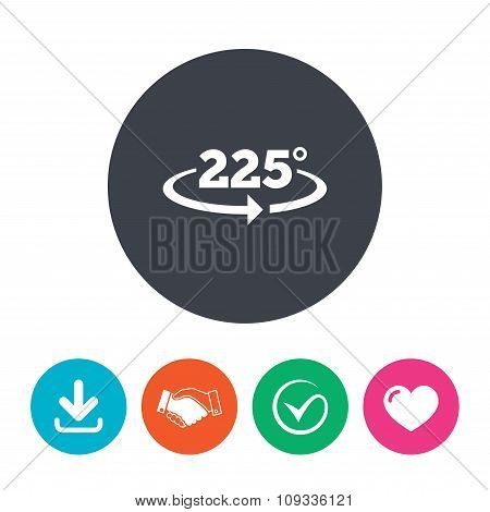 Angle 225 degrees sign icon. Geometry math symbol