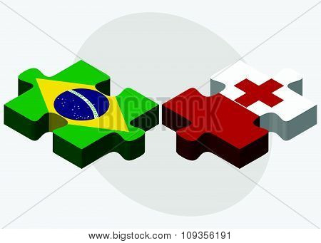Brazil And Tonga Flags