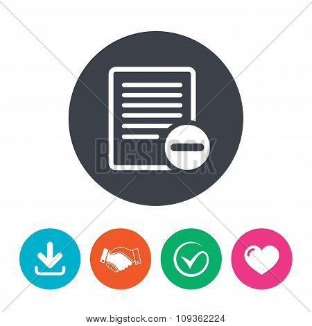 Text file sign icon. Delete File document symbol
