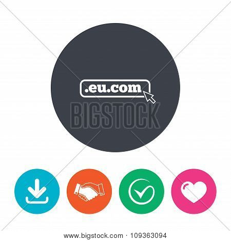 Domain EU.COM sign icon. Internet subdomain